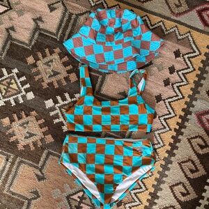 SEAESTA SURF Swim Checkered Bikini Set with Hat 9/10